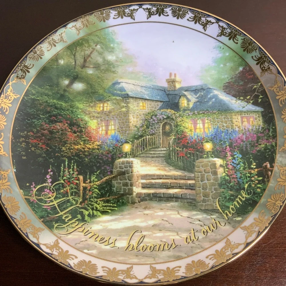 Bradford Exchange Thomas Kinkade Hollyhock House Happiness Blooms Plate 2001